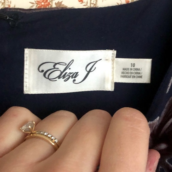 Eliza J. Velvet Floral Chiffon Ruffle Knee-Length Dress | 10 - Picture 6 of 6